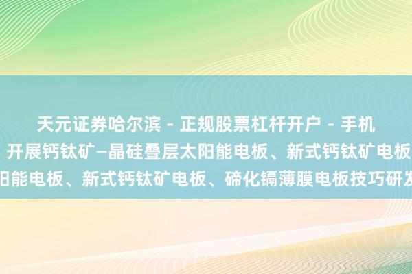 天元证券哈尔滨 - 正规股票杠杆开户 - 手机炒股怎么配资注册 山西：开展钙钛矿—晶硅叠层太阳能电板、新式钙钛矿电板、碲化镉薄膜电板技巧研发